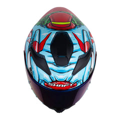 Casco Shaft 584 Sp The Clown Azul Claro Rojo Visor Iridium Azul