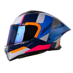 Casco Shaft 596 Fick Gris Claro Naranja Visor Azul