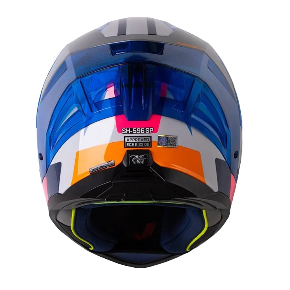 Casco Shaft 596 Fick Gris Claro Naranja Visor Azul
