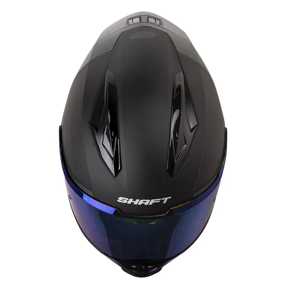 Casco Shaft 596 Solid Negro Gris Visor Iridium Azul