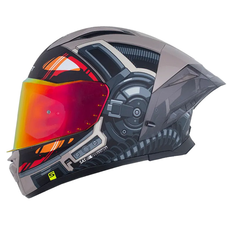 Casco Shaft 596 Sp Cosmo Arena Gris Oscuro Visor Revo Rojo