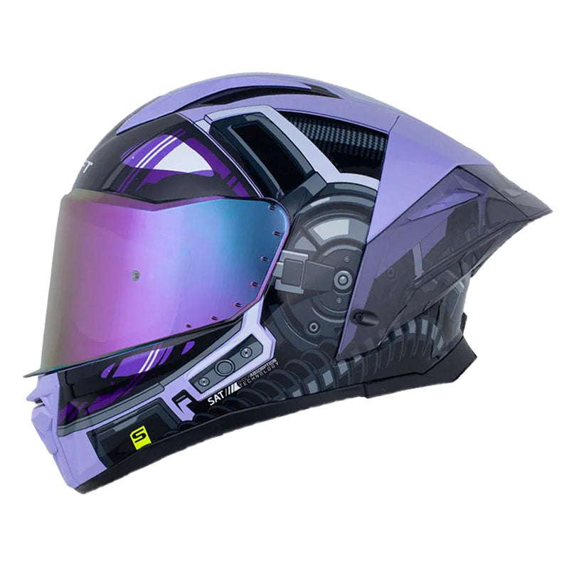 Casco Shaft 596 Sp Cosmo Morado Claro Gris Visor Revo Morado