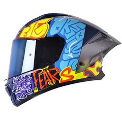 Casco Shaft 596 Sp The Message Azul Amarillo Neon Visor Iridium Azul