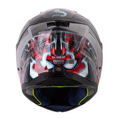 Casco Shaft 596 Tiamat Negro Rojo Visor Iridium Azul