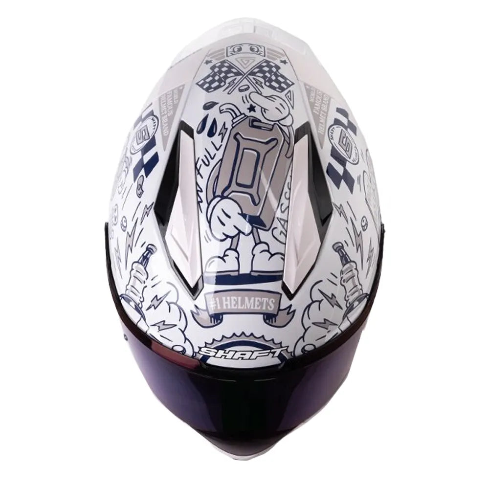 Casco Shaft 596 Vintage Car Gris Claro Azul Visor Iridium Azul