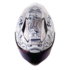 Casco Shaft 596 Vintage Car Gris Claro Azul Visor Iridium Azul