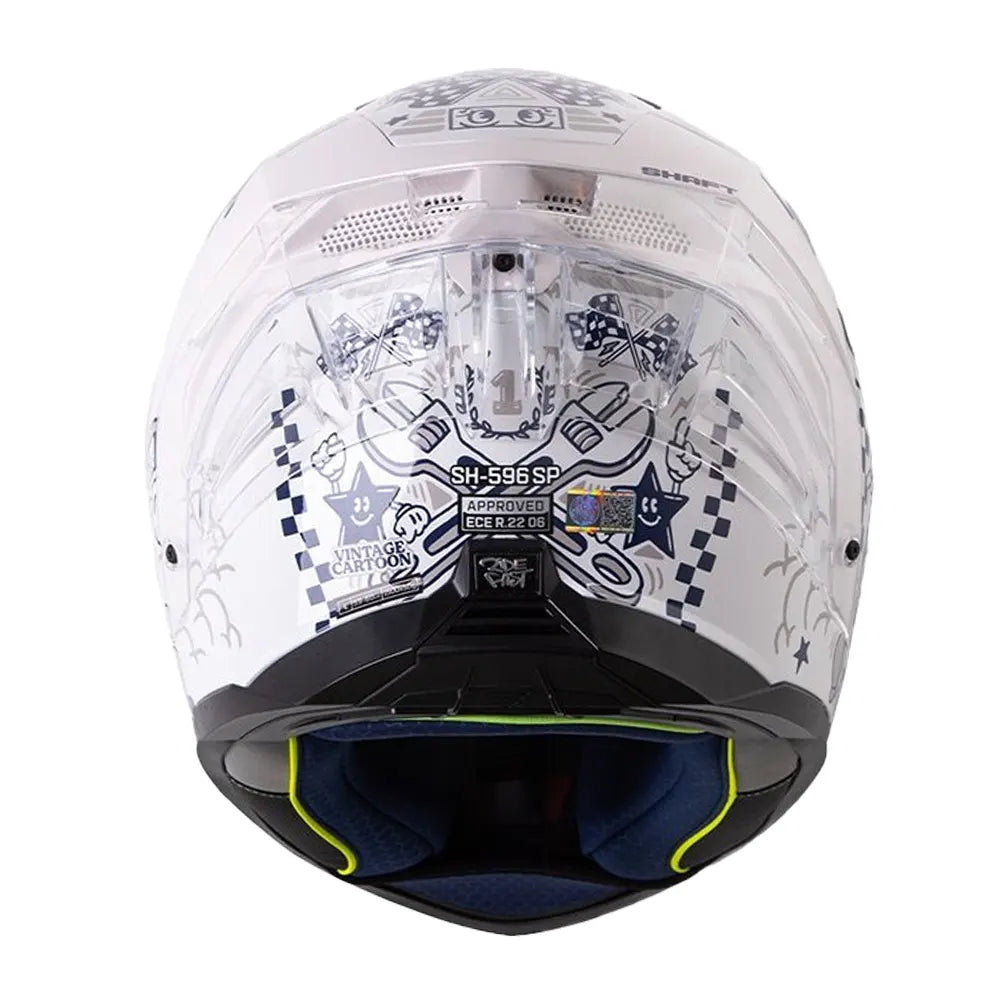 Casco Shaft 596 Vintage Car Gris Claro Azul Visor Iridium Azul