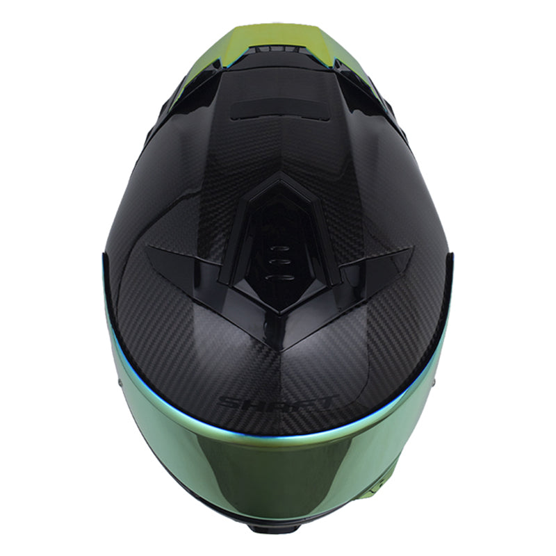 Casco Shaft Carbonite Solid Negro Carbono Visor Revo Dorado
