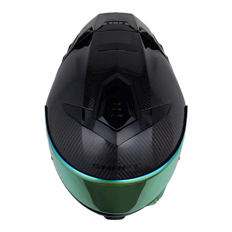 Casco Shaft Carbonite Solid Negro Carbono Visor Revo Dorado