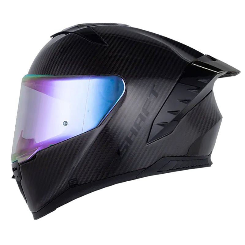 Casco Shaft Carbonite Solid Negro Carbono Visor Revo Morado