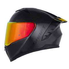 Casco Shaft Carbonite Solid Negro Carbono Visor Revo Rojo