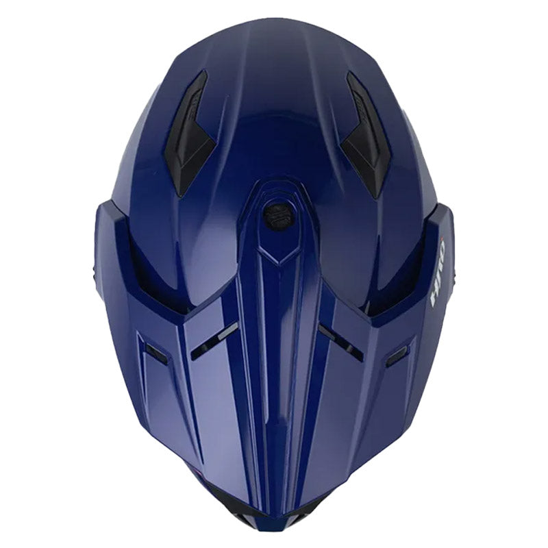 Casco Hro Mx-340 Solid Azul Oscuro Silver Visor Iridium Azul
