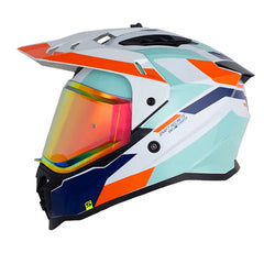 Casco Shaft Mx360 Apricot Gris Claro Verde Claro Visor Revo Rojo