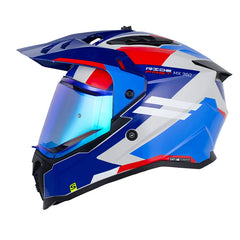 Casco Shaft Mx360 Flush Gris Claro Azul Oscuro Visor Iridium Azul