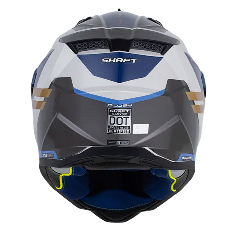 Casco Shaft Mx360 Flush Gris Claro Azul Visor Iridium Azul