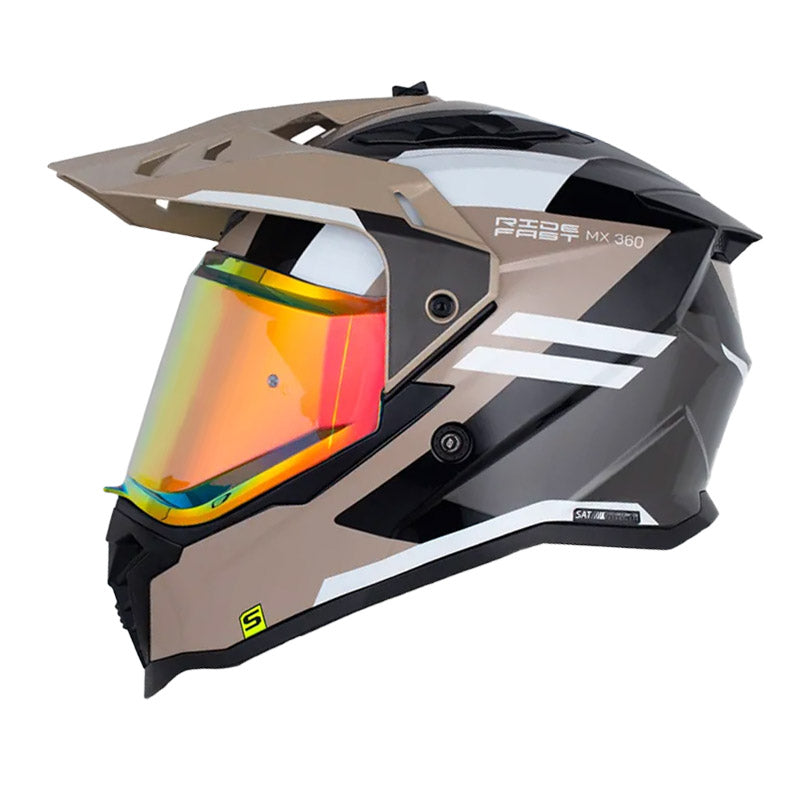 Casco Shaft Mx360 Flush Negro Arena Visor Revo Rojo
