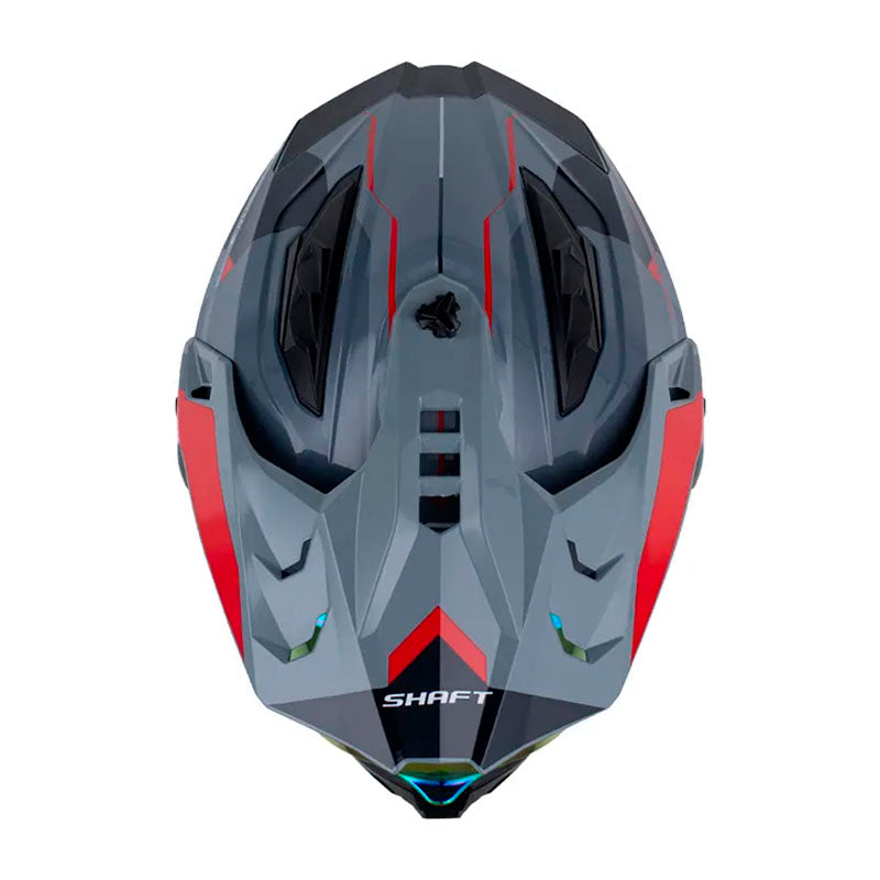 Casco Shaft Mx360 Kosh Gris Rojo Visor Revo Rojo