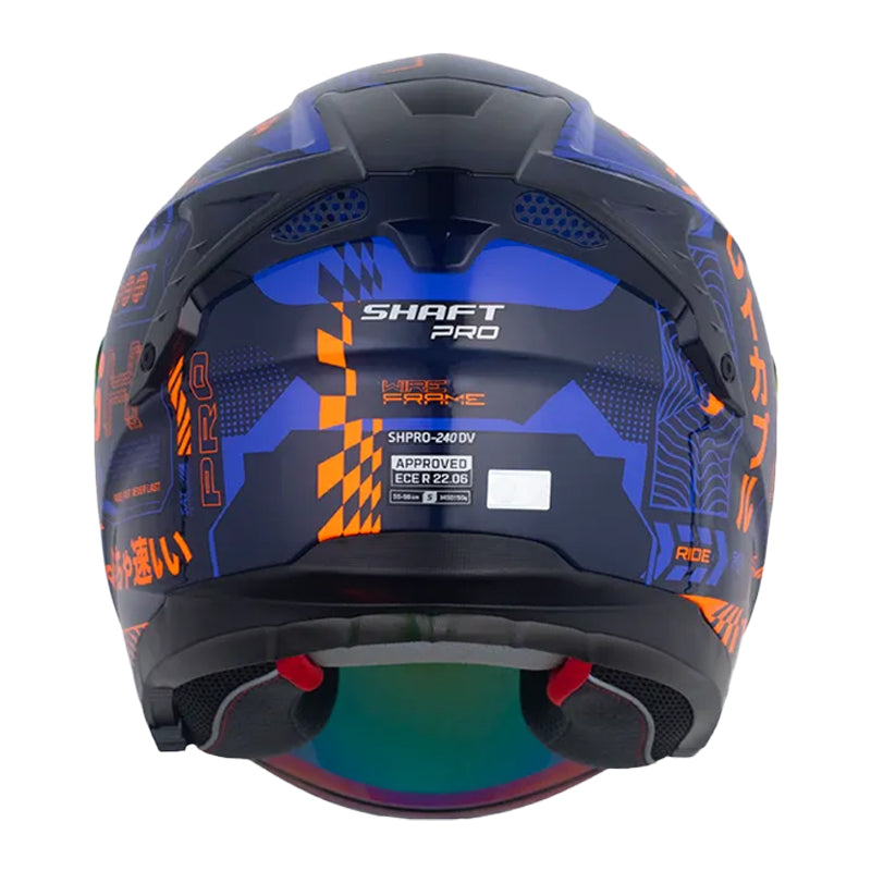 Casco Shaft Pro 240Dv Wire Frame Azul Oscuro Naranja Visor Revo Rojo