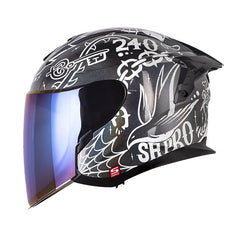 Casco Shaft Pro 240Dv Classic Camaleón Blanco Visor Iridium Azul