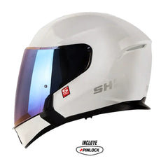 Casco Shaft Pro 300 Modular Solid Gris Claro Visor Iridium Azul
