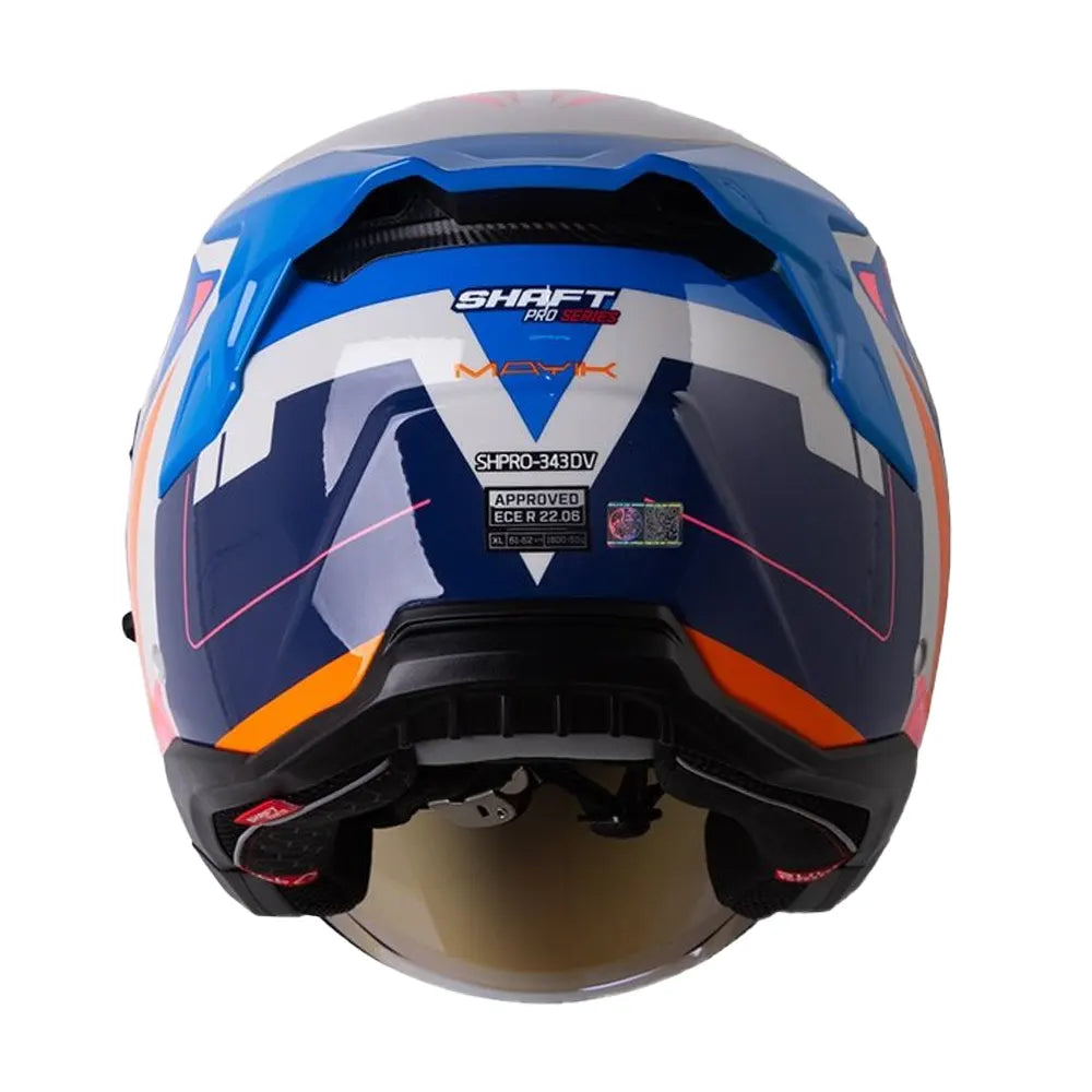 Casco Shaft Pro 343Dv Mayik Gris Claro Naranja Visor Iridium Azul