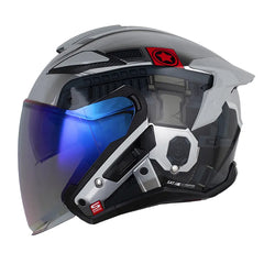 Casco Shaft Pro 343 Dv Airforce Cromado Gris Oscuro Visor Iridium Azul