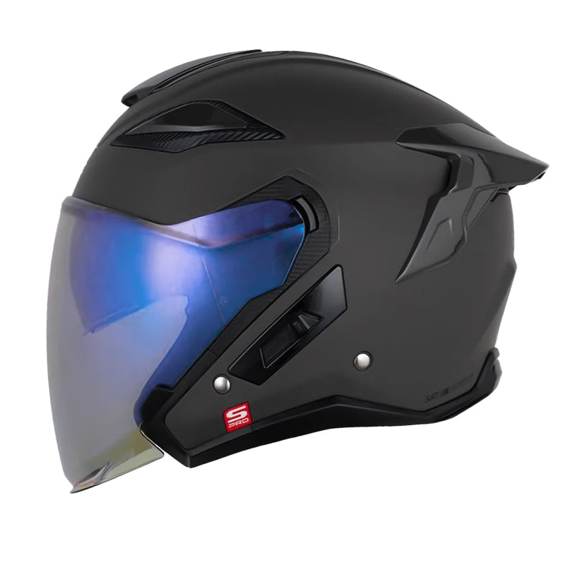Casco Shaft Pro 343 Dv Solid Gris Oscuro Negro Visor Iridium Azul