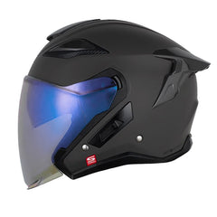 Casco Shaft Pro 343 Dv Solid Gris Oscuro Negro Visor Iridium Azul