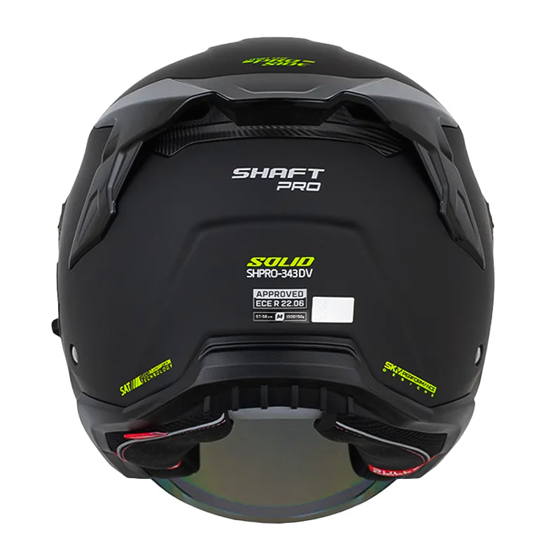 Casco Shaft Pro 343 Dv Solid Negro Amarillo Visor Iridium Azul