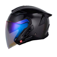 Casco Shaft Pro 343 Dv Solid Negro Carbon Gris Visor Iridium Azul