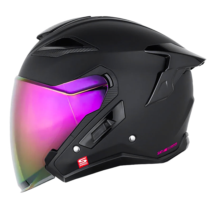 Casco Shaft Pro 343 Dv Solid Negro Fucsia Visor Iridium Fucsia