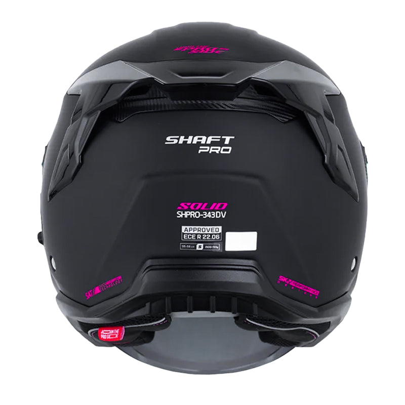 Casco Shaft Pro 343 Dv Solid Negro Fucsia Visor Iridium Fucsia