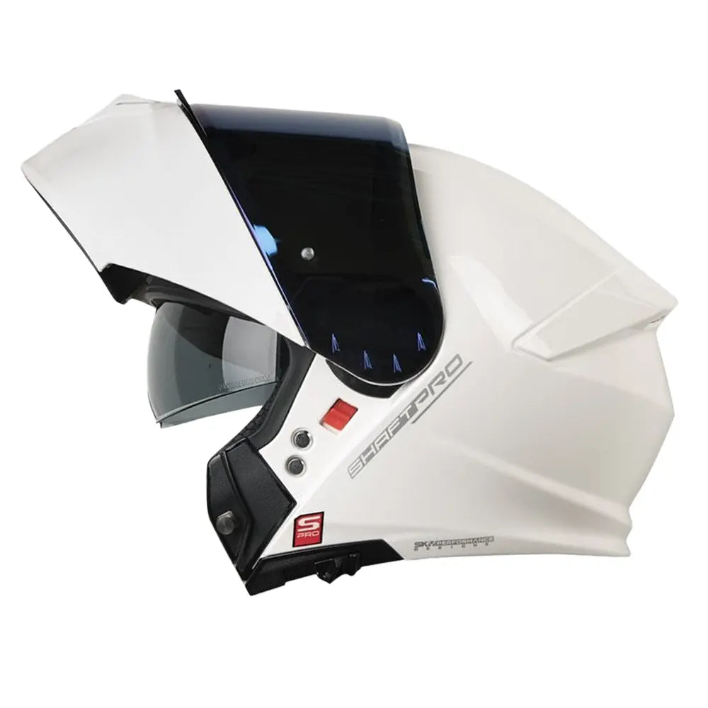 Casco Shaft Pro 4000Dv Evo Solid Blanco Visor Claro Azul