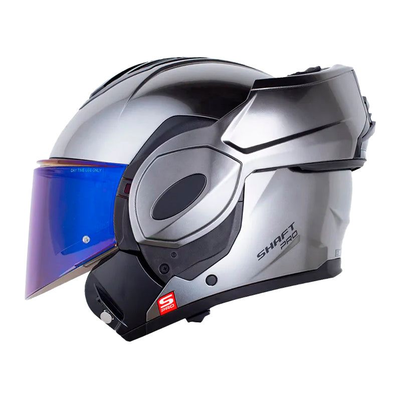 Casco Shaft Pro 4180 Dv Solid Gris Metalico Negro Visor Iridium Azul