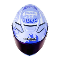Casco Shaft Pro 606Sp Damn Azul Claro Blanco Visor Iridium Azul