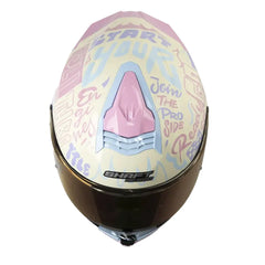 Casco Shaft Pro 609 Venom Block Letters Amarillo Claro Morado Visor Iridium Morado