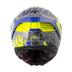 Casco Shaft Pro 609 Venom  Block Letters Gris Azul Visor Iridium Rojo