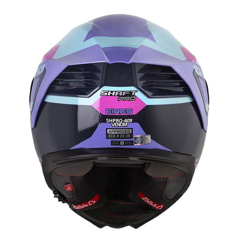 Casco Shaft Pro 609 Venom Eires Azul Claro Morado Visor Iridium Morado