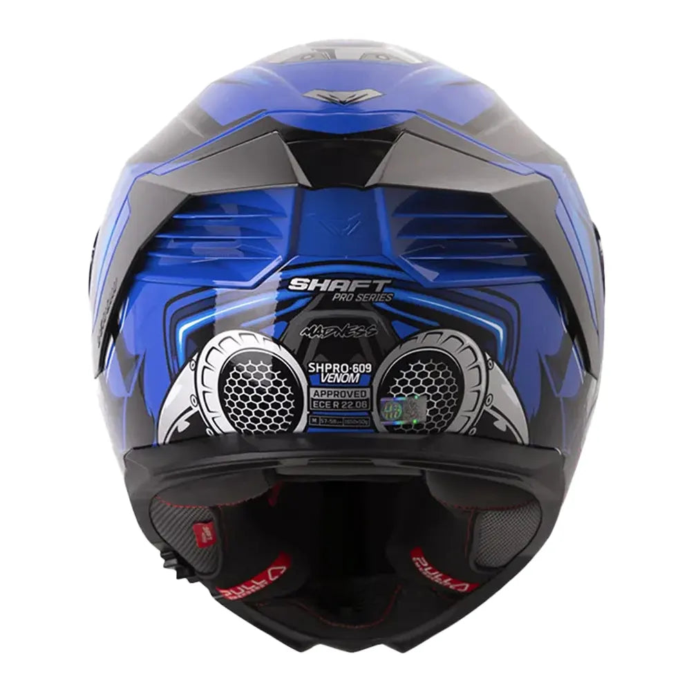 Casco Shaft Pro 609 Venom Madness Azul Negro Visor Iridium Azul