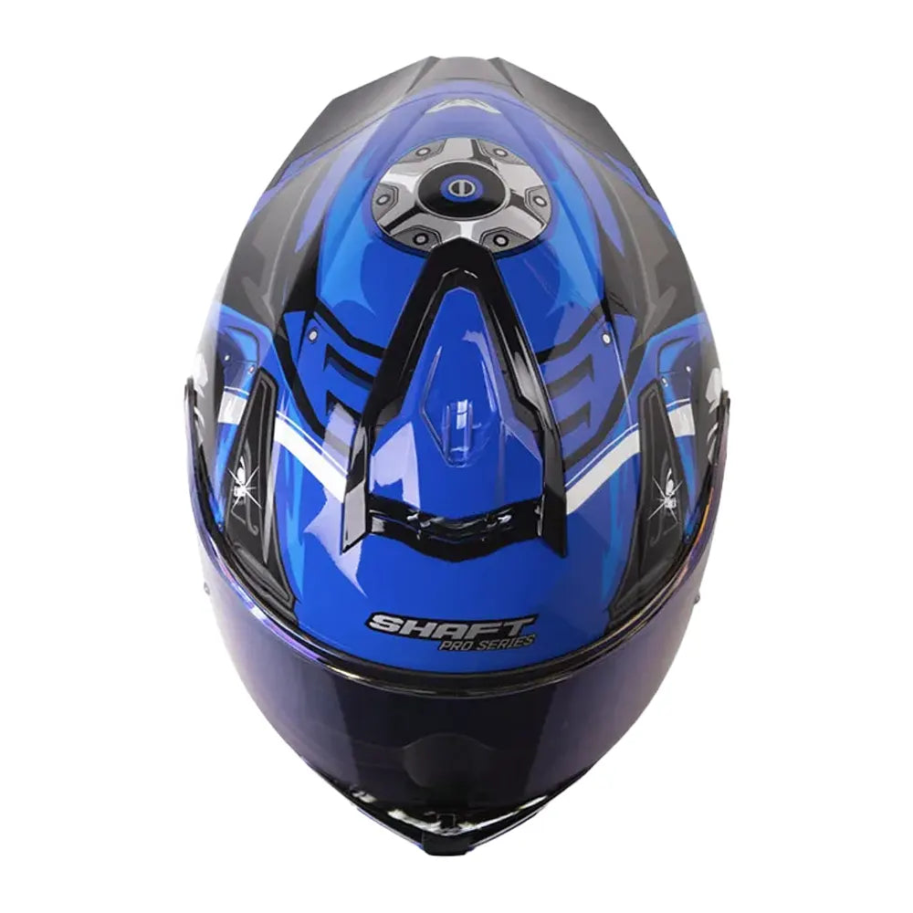 Casco Shaft Pro 609 Venom Madness Azul Negro Visor Iridium Azul