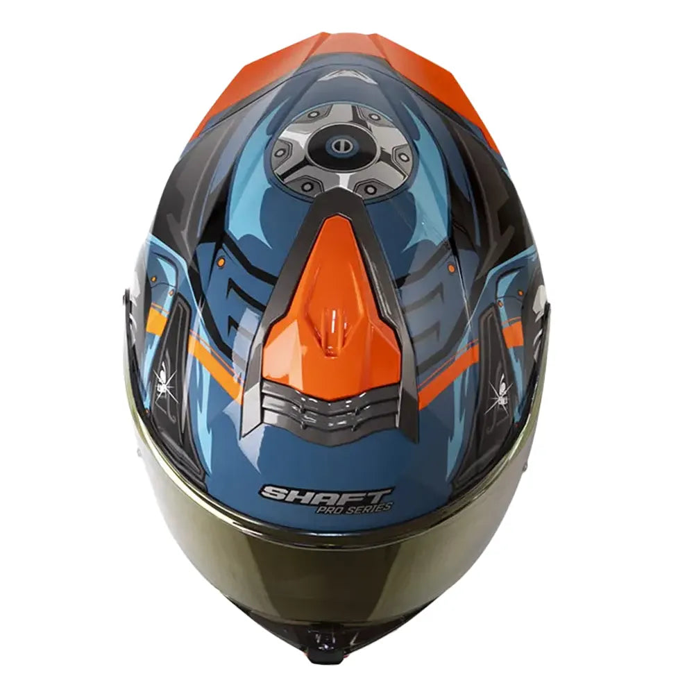 Casco Shaft Pro 609 Venom Madness Azul Oscuro Negro Visor Iridium Rojo