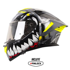 Casco Shaft Pro 609 Venom Madness Gris Negro Visor Iridium Silver