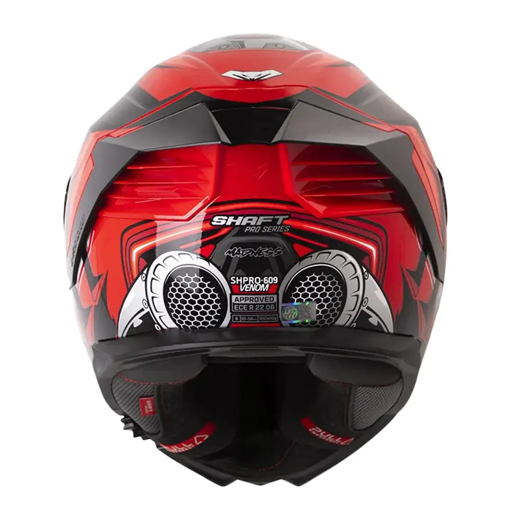 Casco Shaft Pro 609 Venom Madness Rojo Negro Visor Iridium Rojo