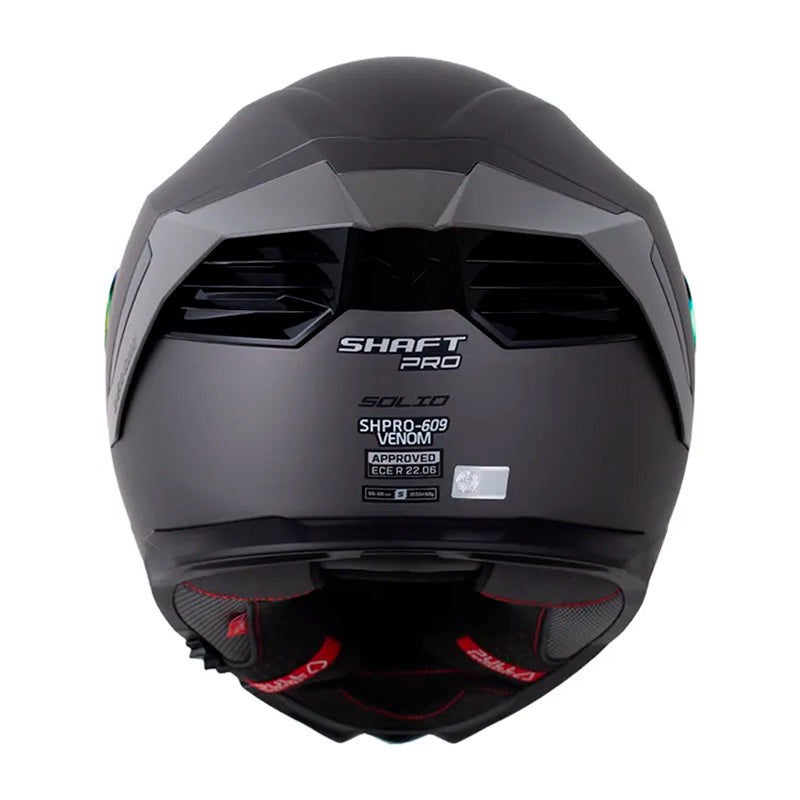 Casco Shaft Pro 609 Venom Solid Gris Negro Visor Revo Rojo