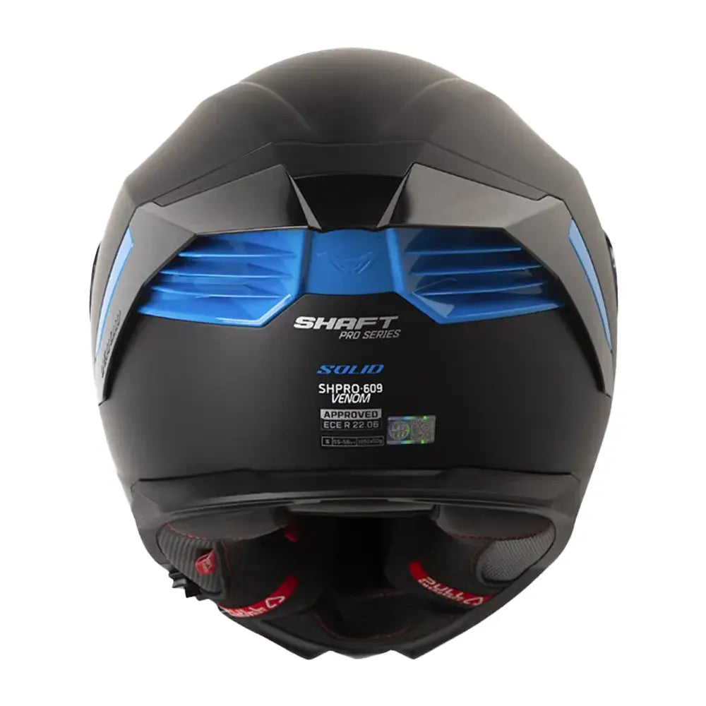 Casco Shaft Pro 609 Venom Solid Negro Azul Visor Iridium Azul