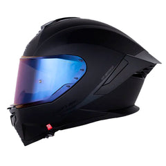 Casco Shaft Pro 609 Venom Solid Negro Gris Visor Iridium Azul