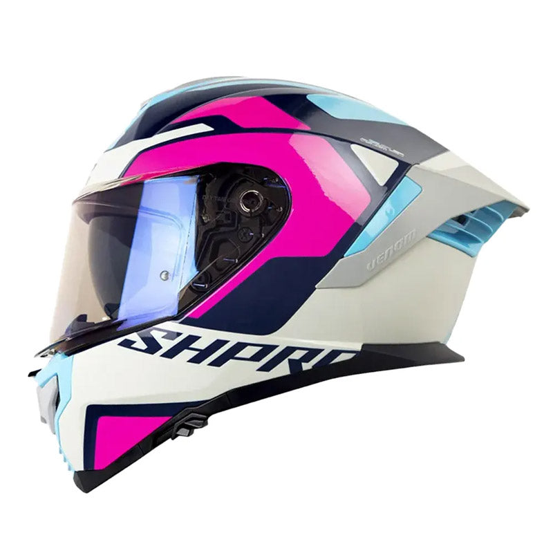 Casco Shaft Pro 609 Venom Streetform Azul Oscuro Gris Visor Iridium Morado