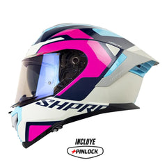 Casco Shaft Pro 609 Venom Streetform Azul Oscuro Gris Visor Iridium Morado