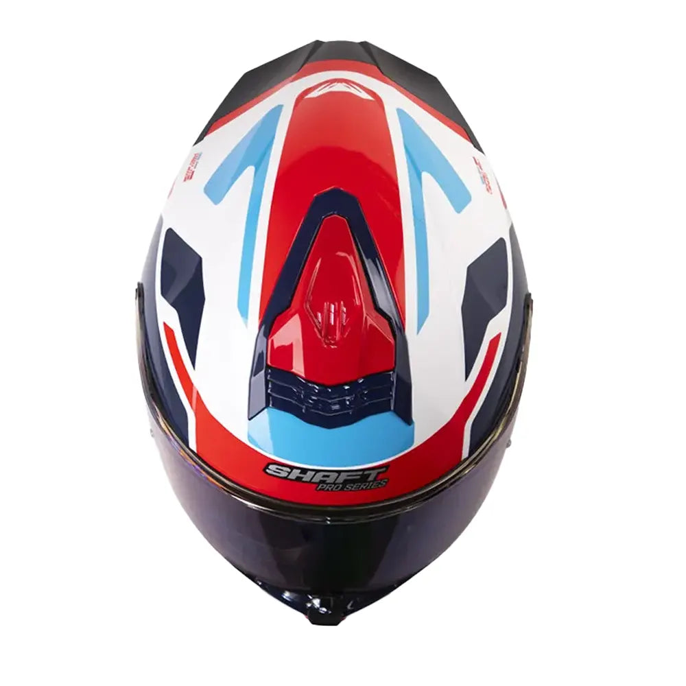 Casco Shaft Pro 609 Venom Streetform Blanco Rojo Visor Iridium Azul
