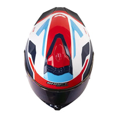 Casco Shaft Pro 609 Venom Streetform Blanco Rojo Visor Iridium Azul